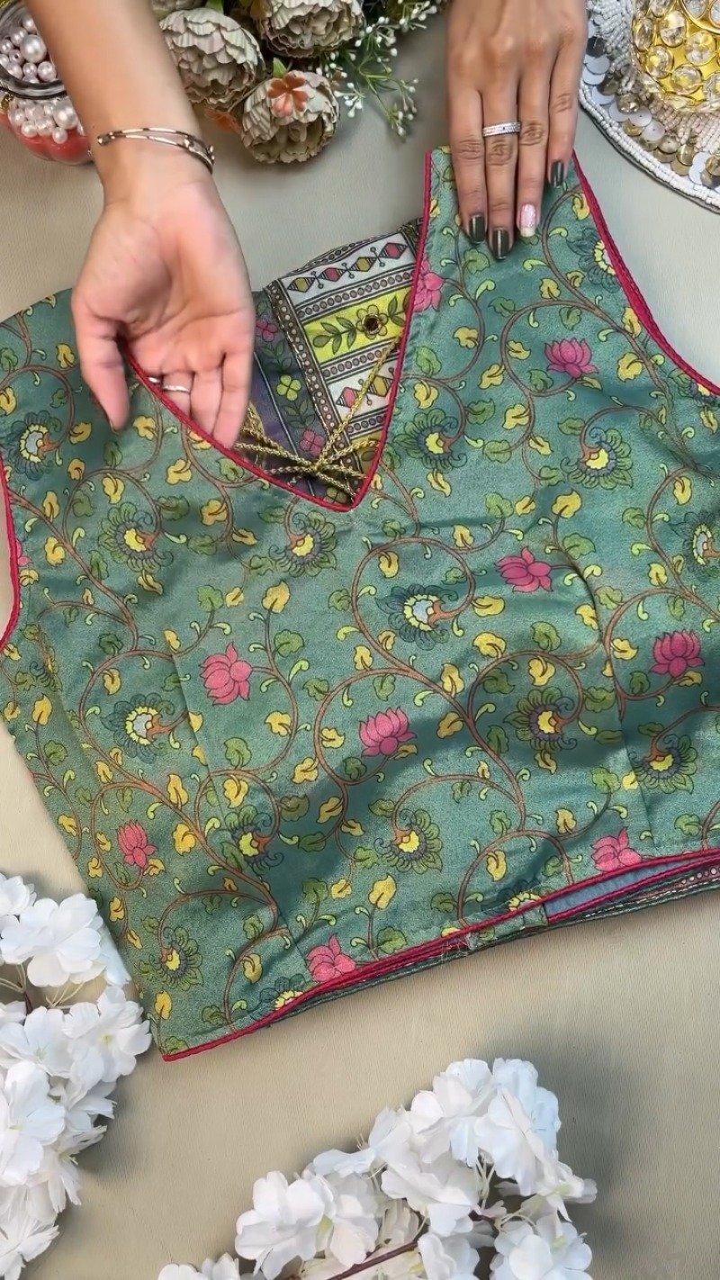 Floral Mirage Embroidered Silk Lehenga Set – Available in Vibrant Green & Soft Lilac - Image 3