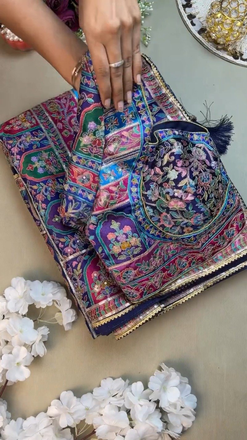 Royal Midnight & Regal Multicolour Embroidered Lehenga Set β Available in Midnight Blue & Vibrant Multicolour - Image 2