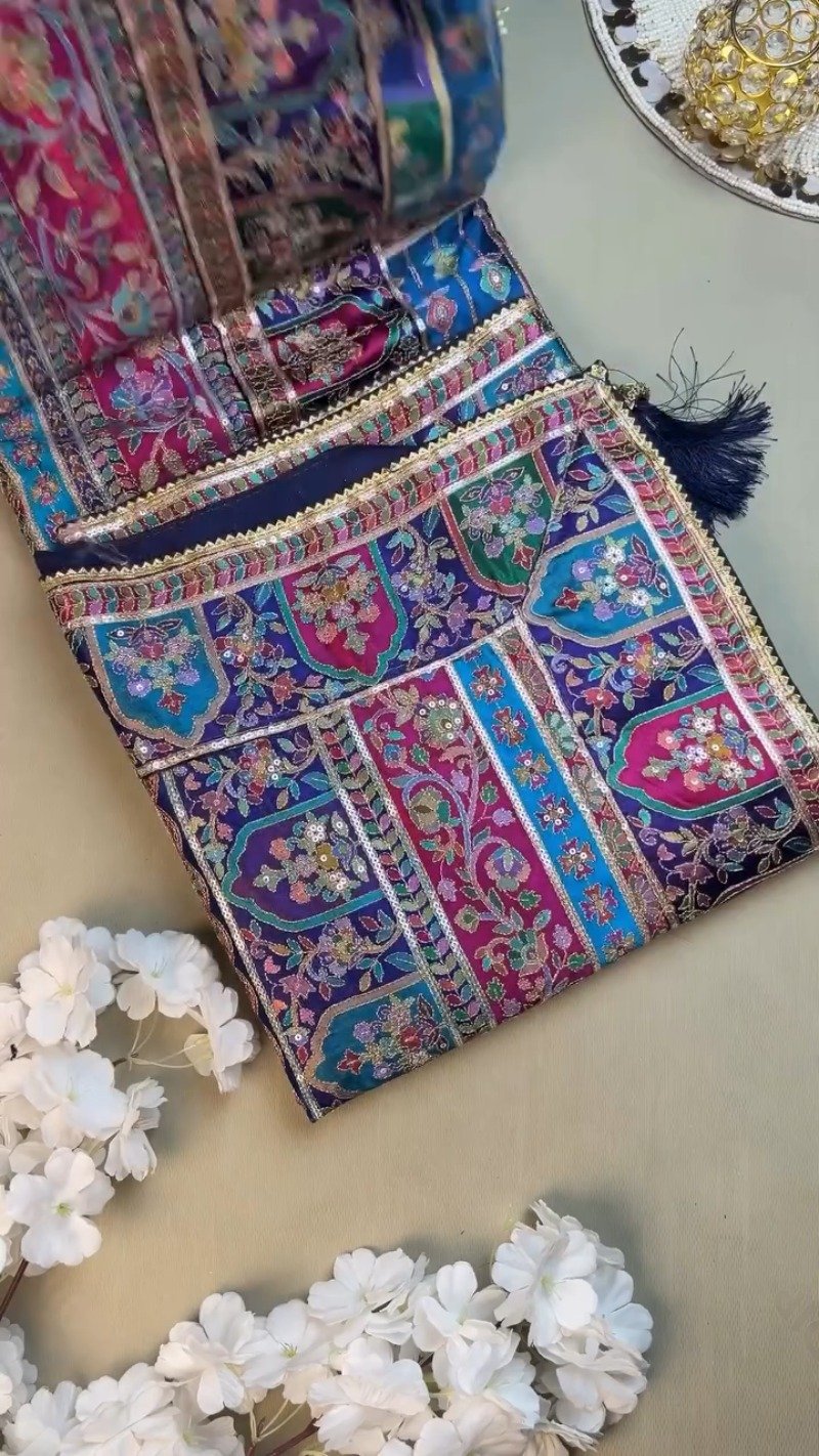 Royal Midnight & Regal Multicolour Embroidered Lehenga Set β Available in Midnight Blue & Vibrant Multicolour - Image 5