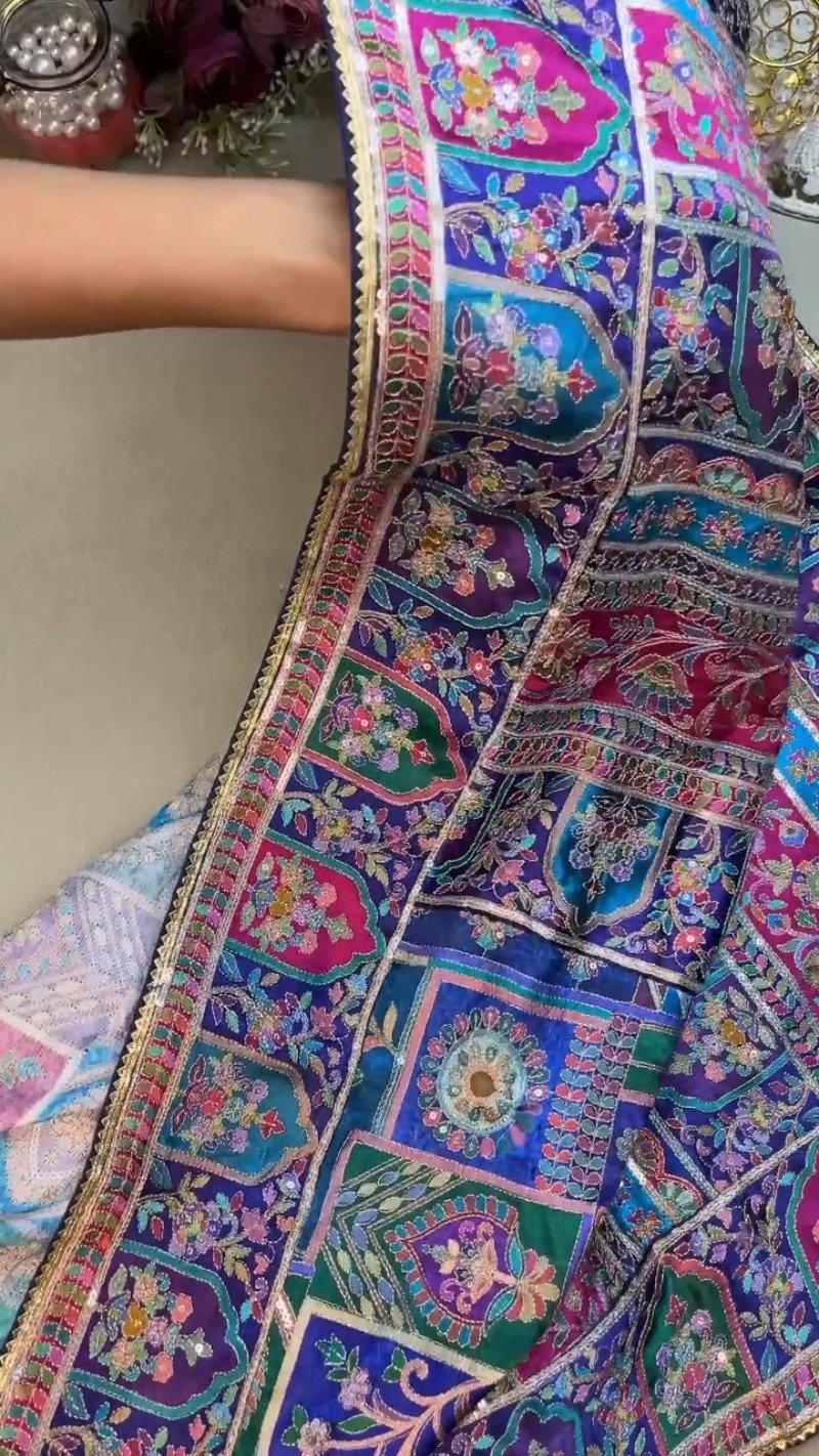 Royal Midnight & Regal Multicolour Embroidered Lehenga Set β Available in Midnight Blue & Vibrant Multicolour - Image 6
