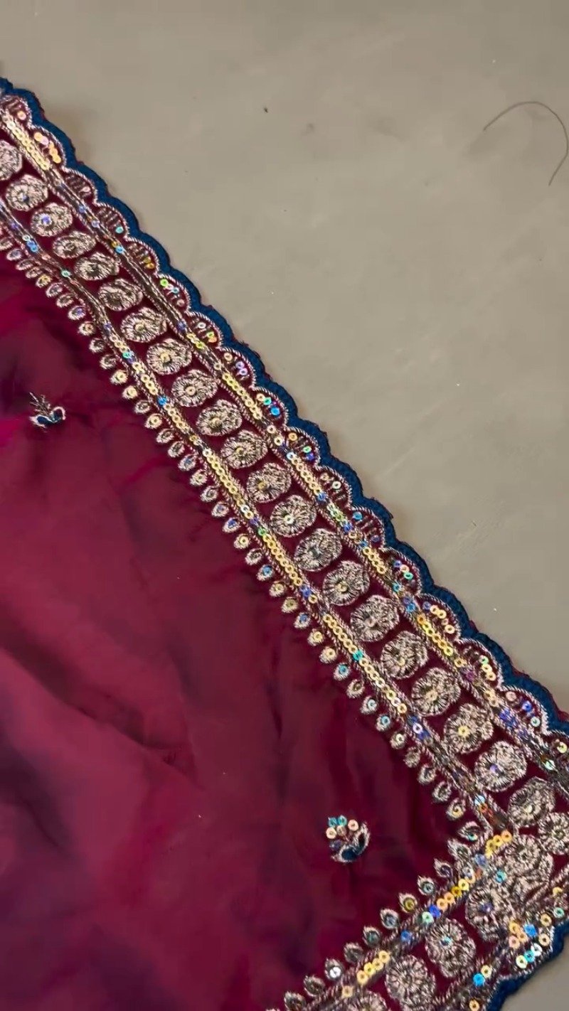 Opulent Velvet & Silk Blend Designer Lehenga Set β Available in Midnight Blue & Royal Wine - Image 5
