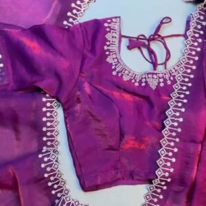 Enchanting Plum Shimmer Stone-Embellished Saree Set