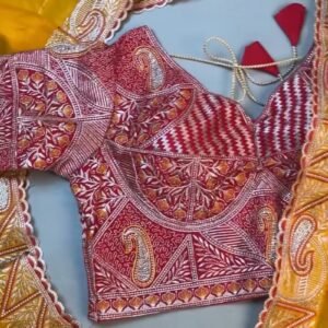 Radiant Hand-Embroidered Zardosi Saree and Blouse Set – Available in Vibrant Yellow & Classic Red