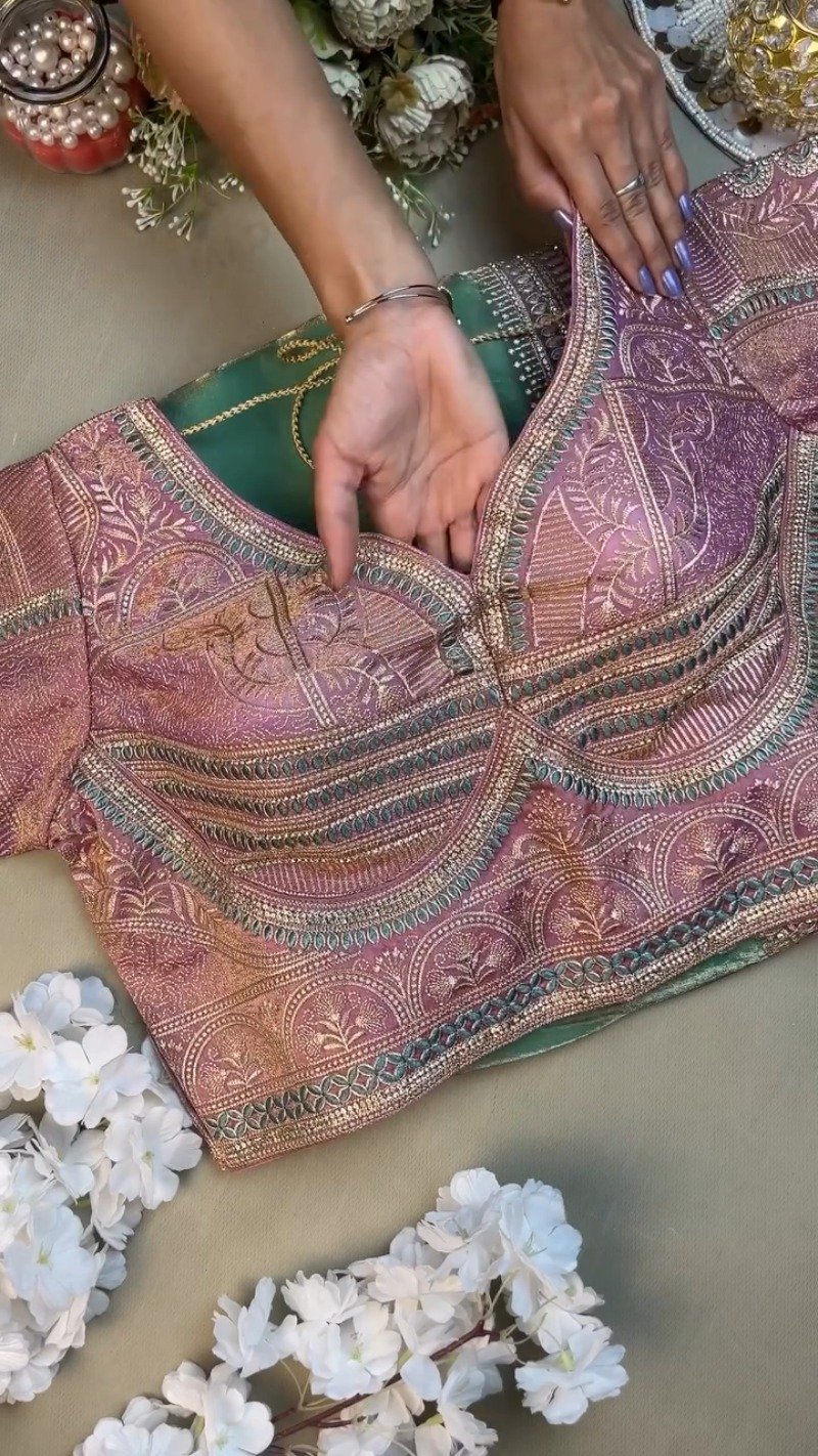 Enchanting Lavender & Mint Embroidered Ethnic Ensemble β Available in Lavender & Mint - Image 4