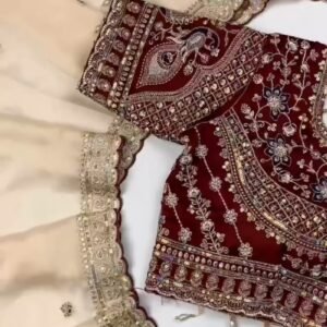 Opulent Velvet & Organza Embroidered Saree Set – Available in Majestic Plum & Royal Burgundy