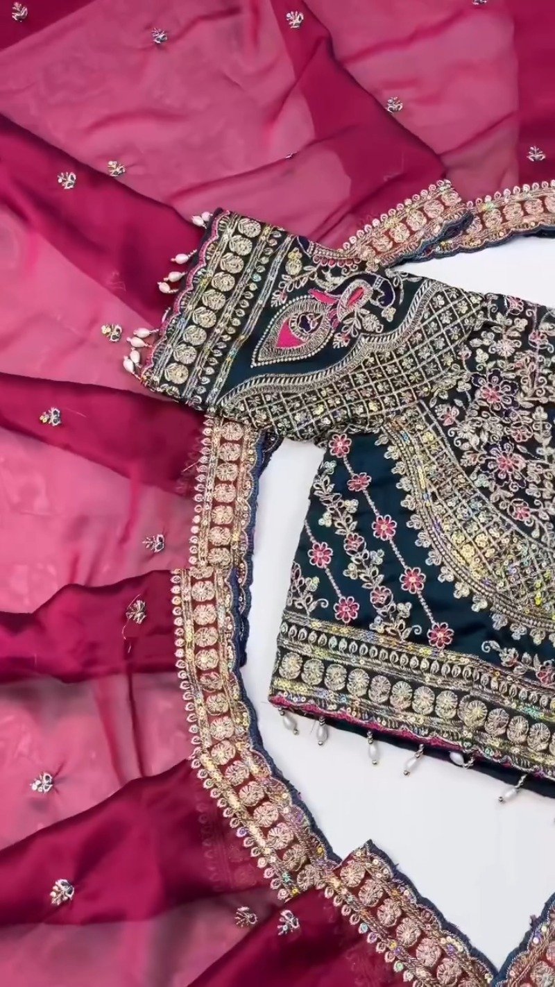 Opulent Velvet & Organza Embroidered Saree Set β Available in Majestic Plum & Royal Burgundy - Image 8