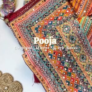 Bandhani-Inspired Mirror Work Ethnic Set with Pearl Embellishments – Available in Vibrant Multicolour & Deep Maroon