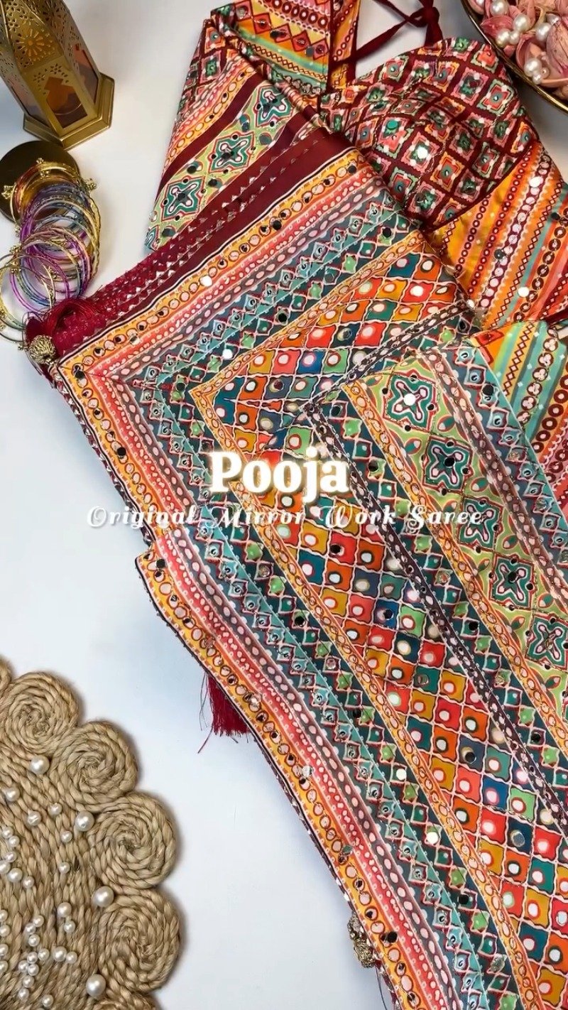 Bandhani-Inspired Mirror Work Ethnic Set with Pearl Embellishments β Available in Vibrant Multicolour & Deep Maroon