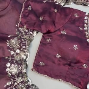 Royal Maroon Embellished Silk Saree with Matching Embroidered Blouse