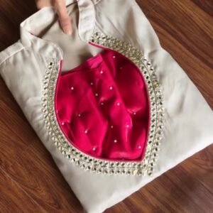 Ivory & Fuchsia Hand-Embellished Designer Kurta Set – Available in Ivory & Fuchsia