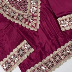 Royal Maroon Mirror-Work Kurta Set with Designer Dupatta