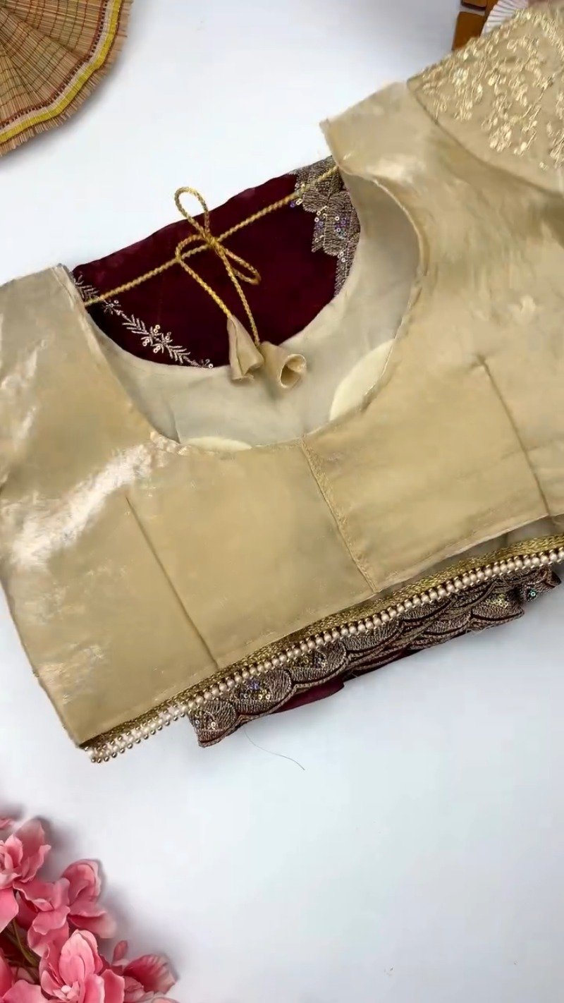 Opulent Wine & Gold Embroidered Saree Set β Available in Wine & Deep Maroon - Image 2