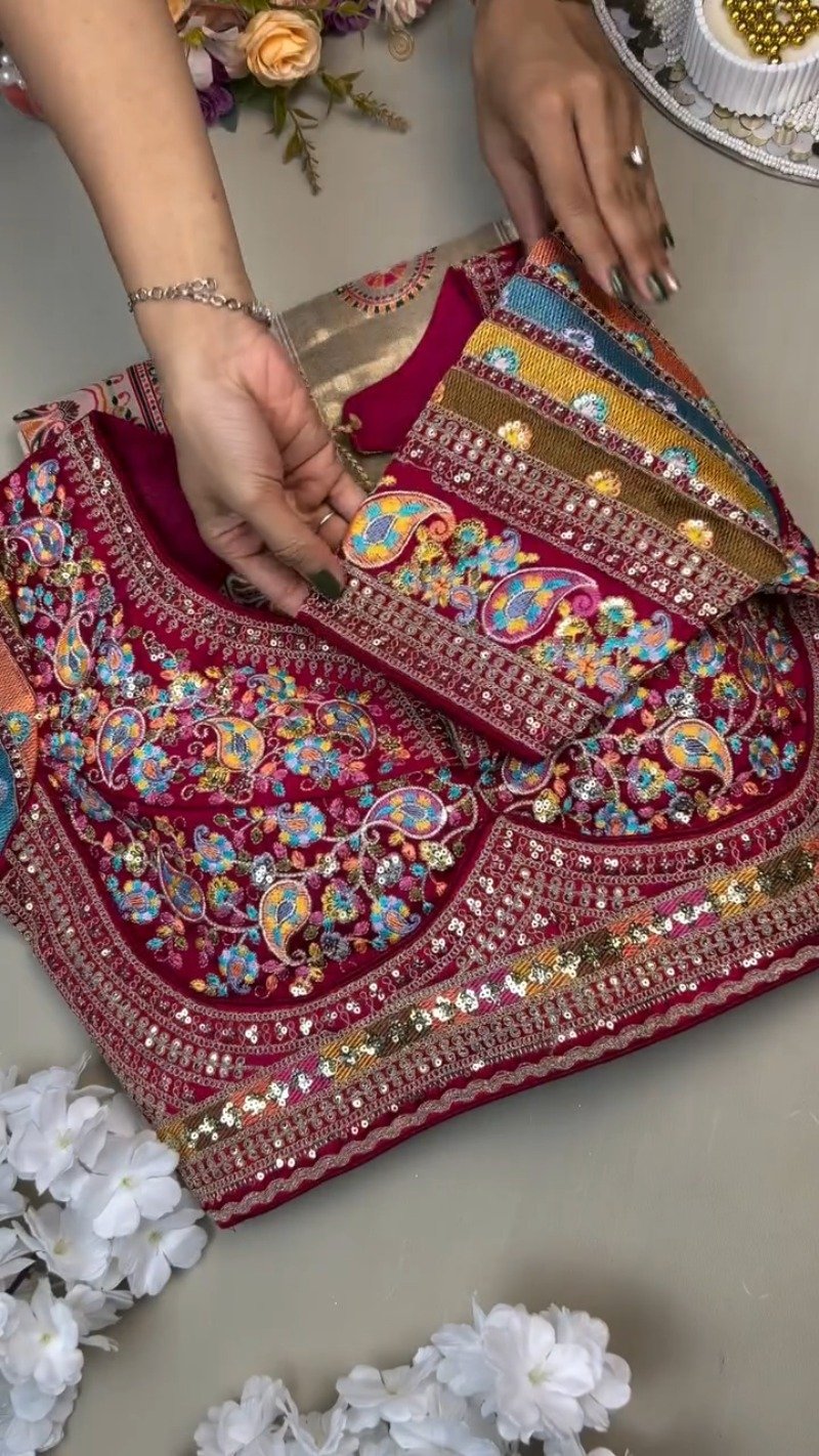 Opulent Festive Lehenga Set with Intricate Mirror Work β Available in Traditional Crimson & Pure Ivory - Image 2
