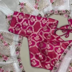 Elegant White & Fuchsia Embroidered Kurta Set – A Celebration of Grace