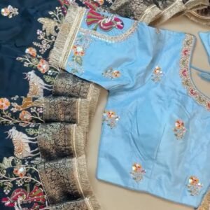 Divine Pichwai Embroidered Midnight Silk Lehenga Set – Available in Midnight Blue & Sky Blue