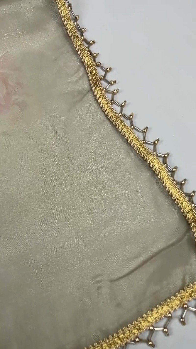 Floral Embroidered White Organza Blouse and Saree Set โ Elegance Redefined - Image 4
