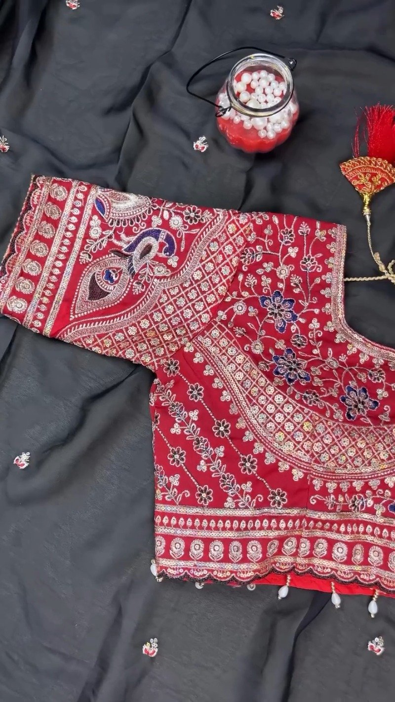 Royal Crimson Zardosi Embroidered Designer Blouse
