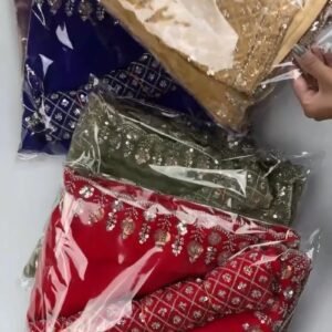 Opulent Velvet Sequined Festive Saree Set – Available in Mustard Gold, Royal Blue, Olive Green & Regal Red
