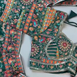 Forest Green Embellished Mirror-Work Lehenga Choli Set