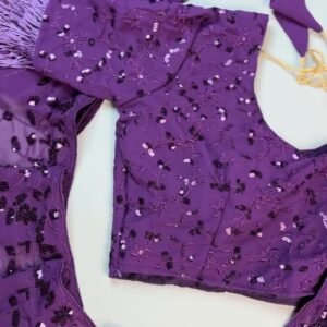 Royal Purple Sequin Embroidered Georgette Saree Ensemble with Tassel Detailing