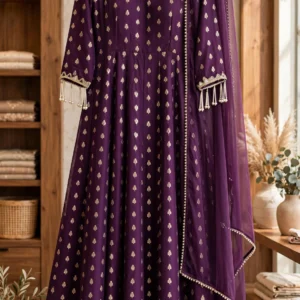 Aurelia Gold & Royal Purple Gota Patti Kurta Set – Available in Mustard Yellow & Royal Purple