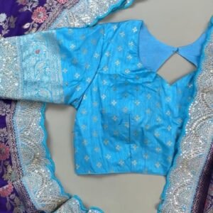 Royal Purple & Azure Blue Banarasi Silk Saree Set – Available in Purple & Blue