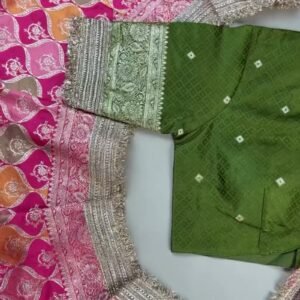 Opulent Fuchsia and Olive Green Banarasi Silk Festive Lehenga Set – Available in Fuchsia Pink & Olive Green