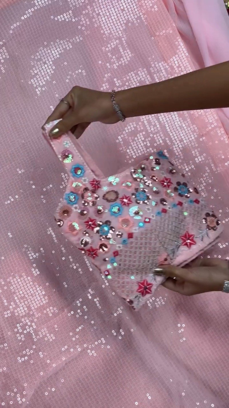 Enchanting Pastel Sequin Embellished Co-ord Set โ Available in Baby Pink & Champagne Gold - Image 4