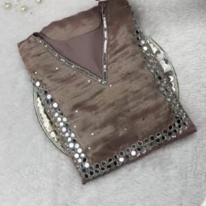 Rosewood Shimmer Mirror-Work Kurta Set