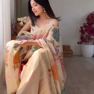 Ethereal Floral Organza Kurta Set with Intricate Sequin Embellishments