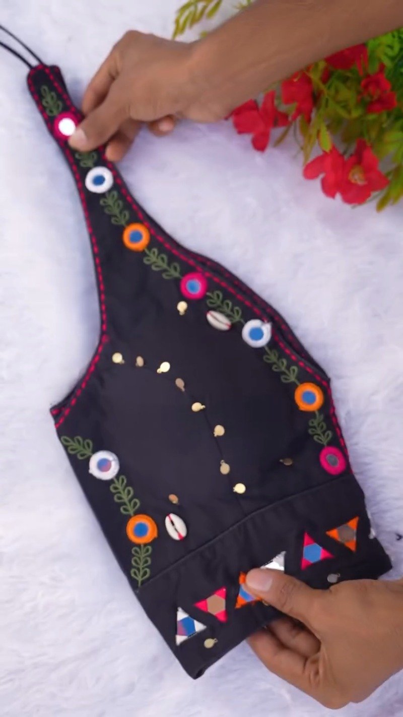 Boho-Chic Mirror Work Halter Neck Crop Top β A Summer Essential - Image 10