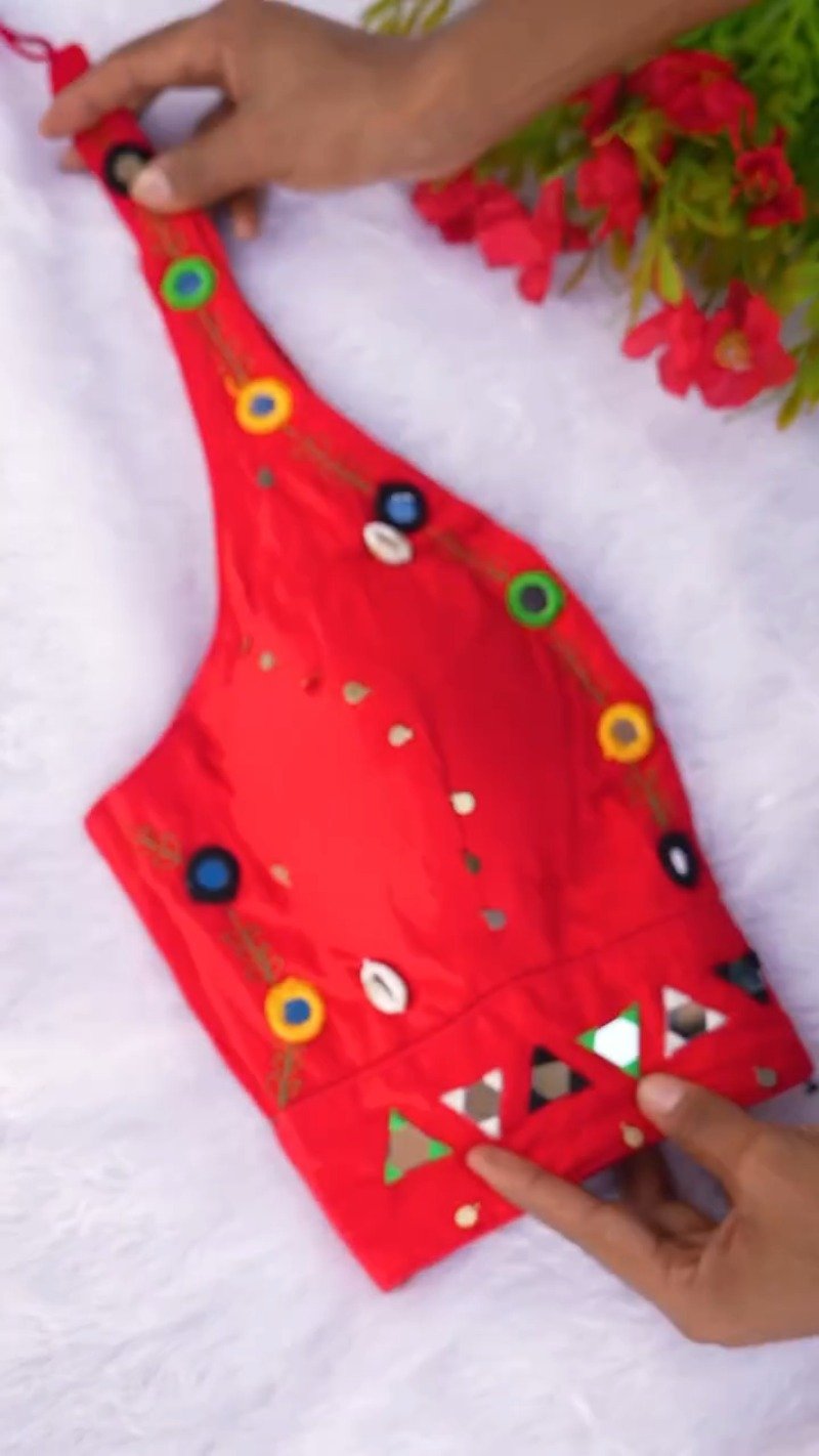 Boho-Chic Mirror Work Halter Neck Crop Top β A Summer Essential - Image 11