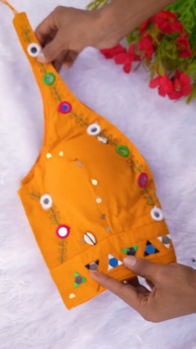 Boho-Chic Mirror Work Halter Neck Crop Top β A Summer Essential - Image 12