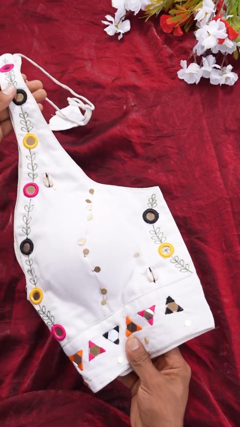 Boho-Chic Mirror Work Halter Neck Crop Top β A Summer Essential - Image 6