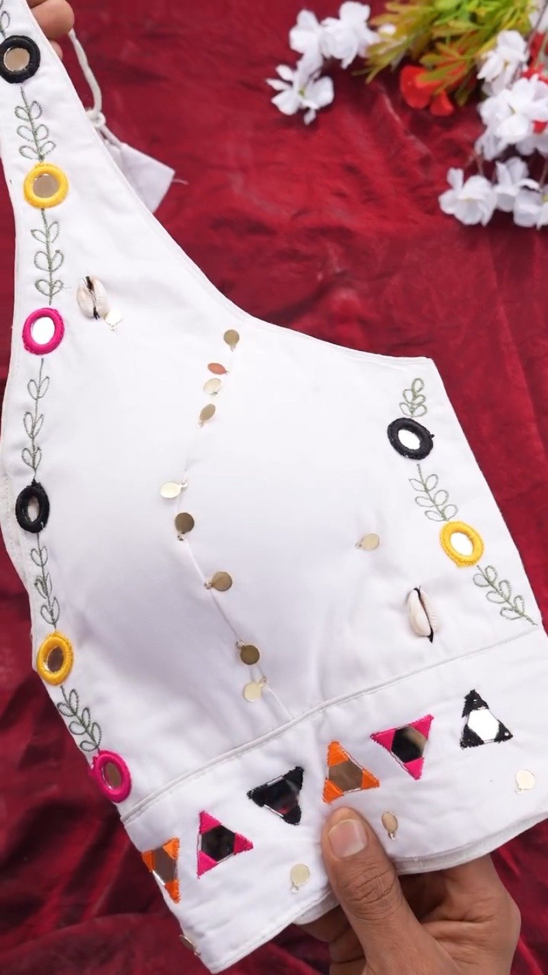Boho-Chic Mirror Work Halter Neck Crop Top β A Summer Essential - Image 7