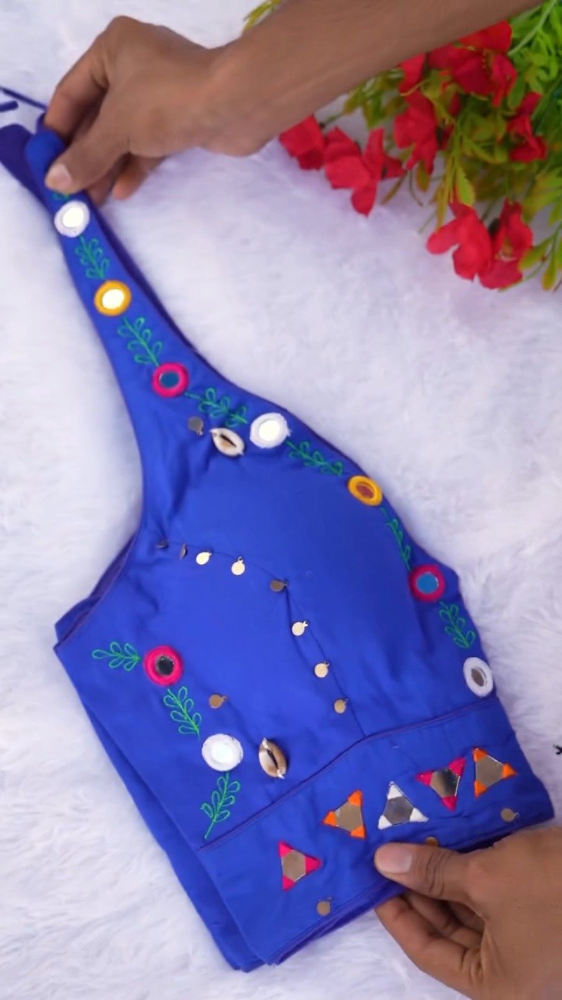 Boho-Chic Mirror Work Halter Neck Crop Top β A Summer Essential - Image 8