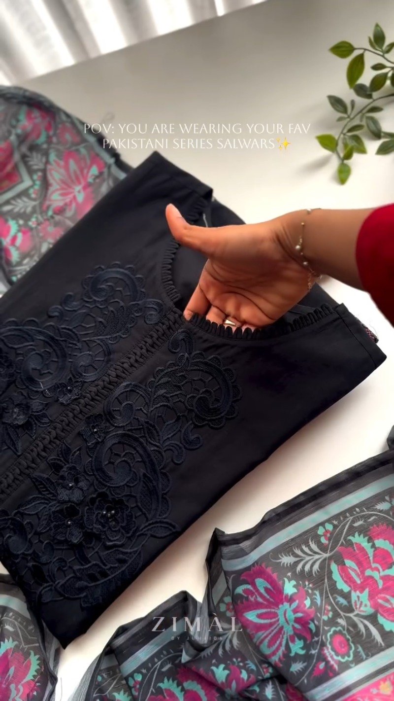 Timeless Pakistani-Inspired Embroidered Kurta Set – Available in Mustard & Black - Image 2