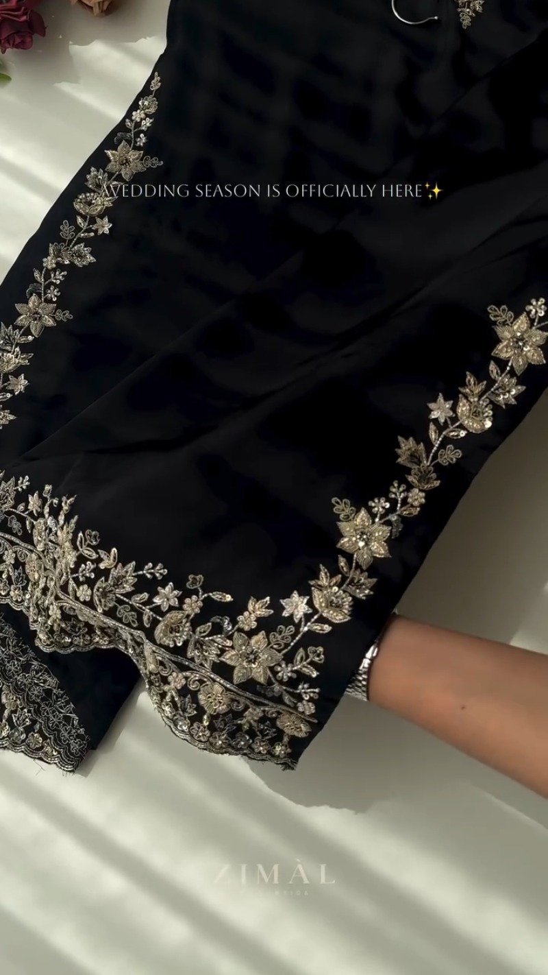 Midnight & Berry Hand-Embellished Velvet Kurta Set β Available in Midnight Black & Deep Berry - Image 5