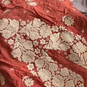 Chikankari Floral Hand-Embroidered Kurta – Available in Rust & Dusty Mauve